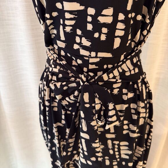 H by Halston Black/white Sz S Petite Jet Set Jersey Crop Wide-Leg Jumpsuit - Picture 2 of 11